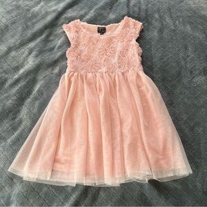 Pink & Violet Girls Blush Pink 3D Floral Lace Tulle Party Dress Size 7
